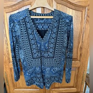 Lucky Brand Boho Peasant Long-Sleeve V-Neck Blouse